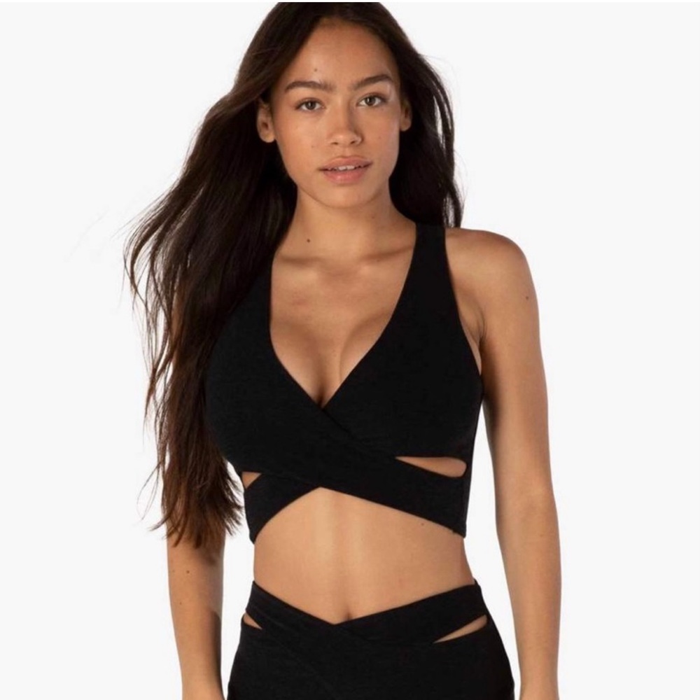 Beyond Yoga That’s A Wrap Cropped Tank Darkest Night Space-dye crop top bra M